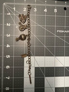 Vintage Brass Charm Bracelet with Charms